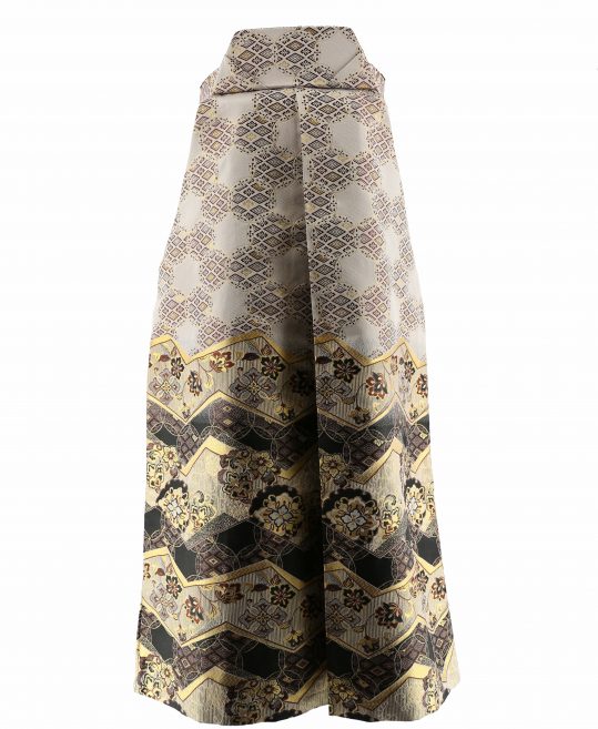 男性用袴単品レンタル(成人式・結婚式・卒業式)白・茶黒金の和柄[身長170cm対応]No.271